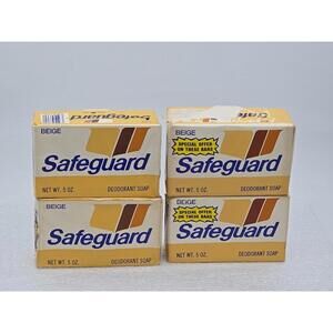 Lot of 4 Vintage Safeguard Beige Deodorant Soap Bars 5 oz Bath Size NOS